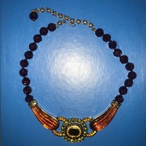 Heidi Daus necklace purple beads and topaz